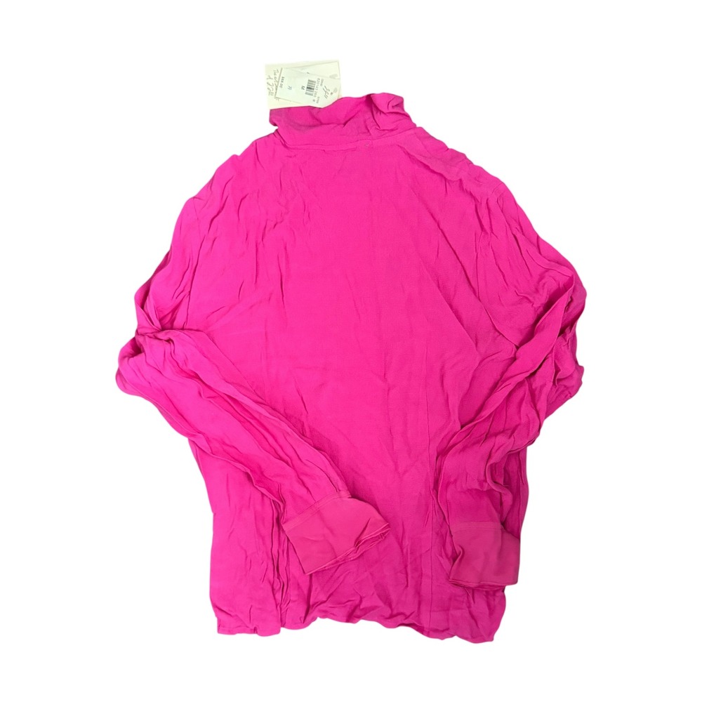 J Jill Womens Button Down Shirt Flowy Pockets Cerise Pink Long Sleeve Size M NWT - Picture 2 of 6
